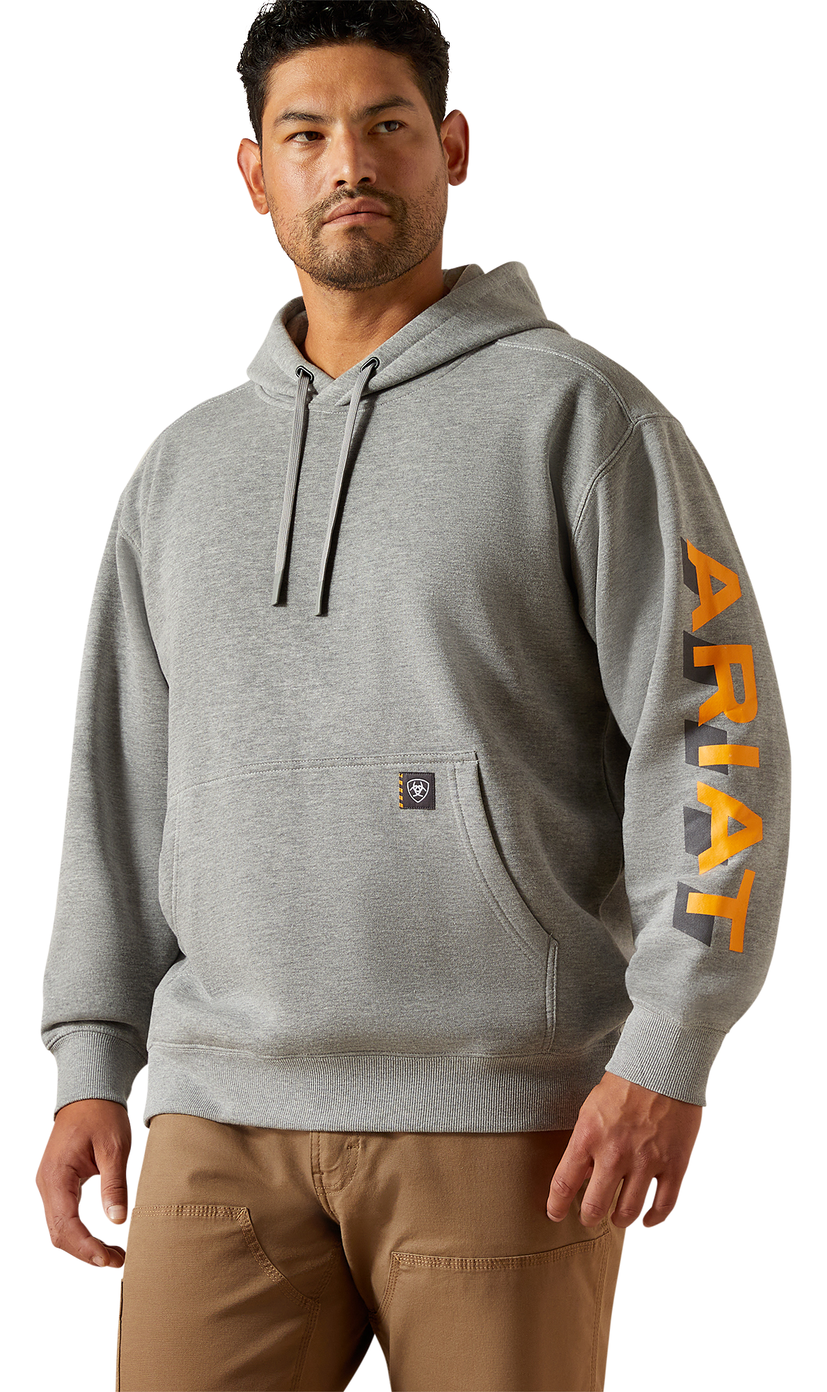Image of Ariat Rebar Lightweight Logo Hoodie - Heather Grey