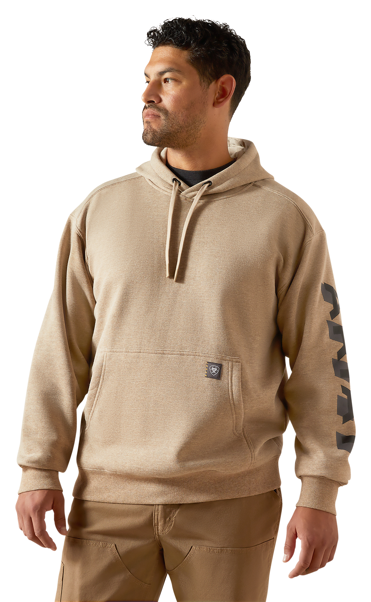 Image of Ariat Rebar Lightweight Logo Hoodie - Oatmeal Heather