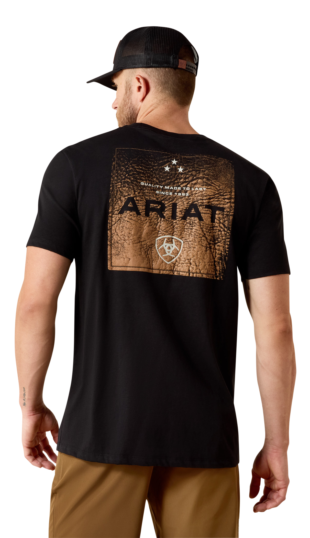 Image of Ariat Boot Leather Square Graphic Short-Sleeve T-Shirt - Black - 2XL
