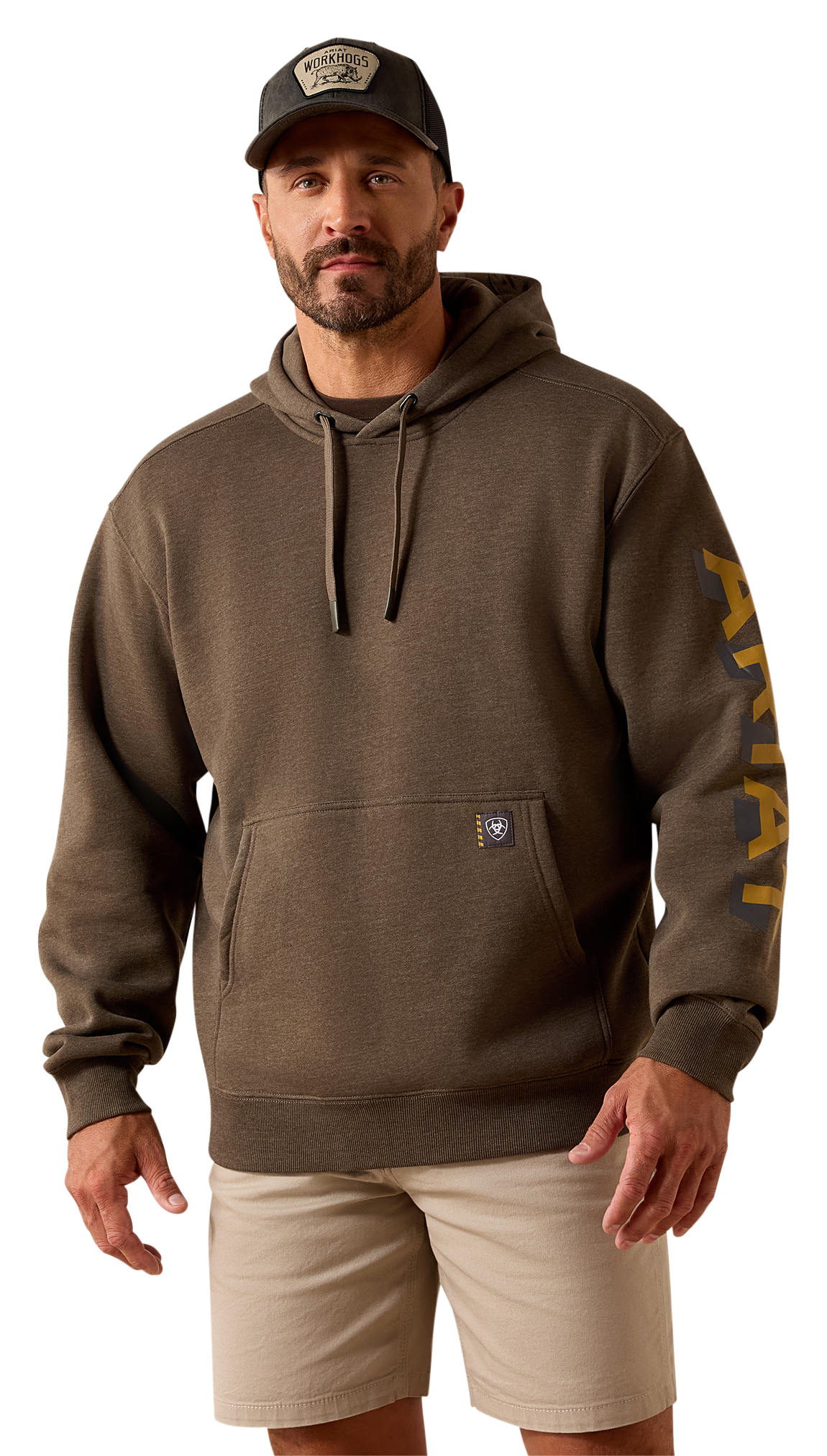 Image of Ariat Rebar Lightweight Logo Hoodie - Major Brown Heather