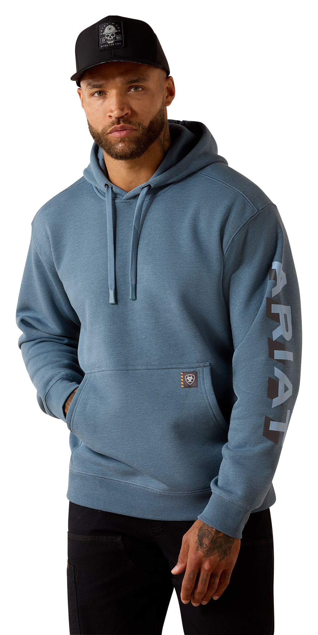 Image of Ariat Rebar Lightweight Logo Hoodie - Baleen Blue Heather