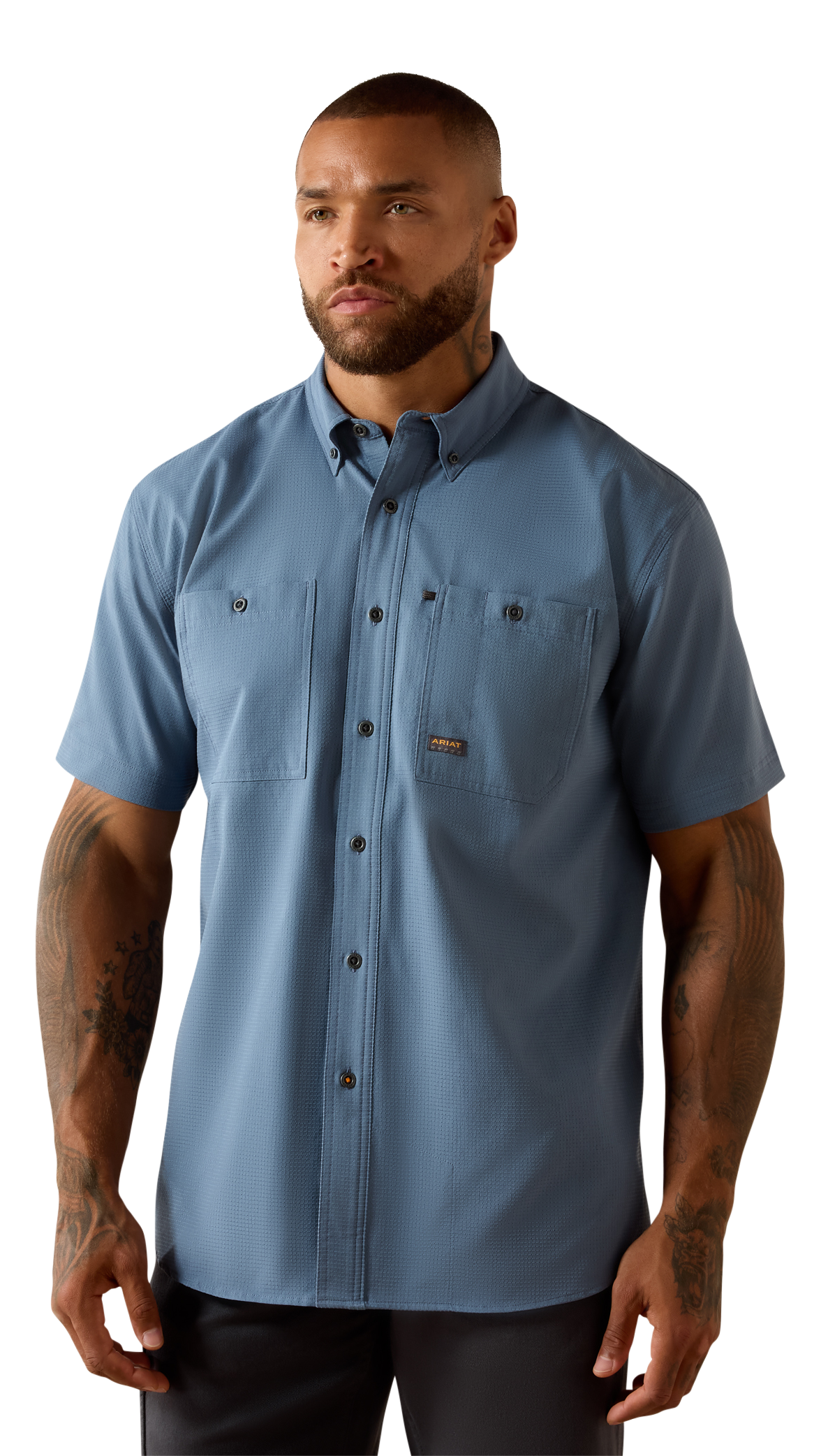 Image of Ariat Rebar Made Tough 360 AIRFLOW Short-Sleeve Shirt - Baleen Blue