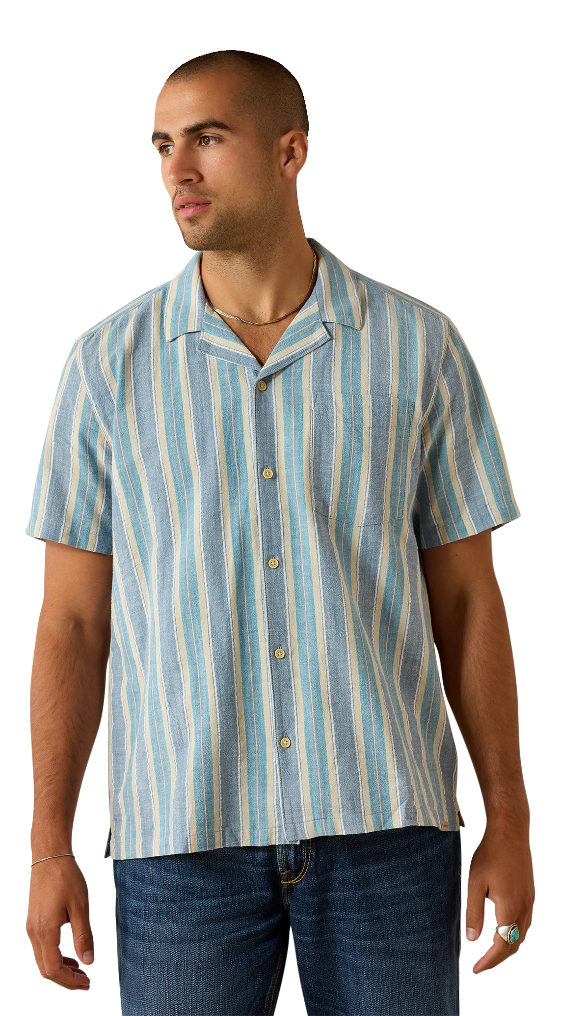 Image of Ariat Retro Camp Short-Sleeve Shirt - Captain's Blue