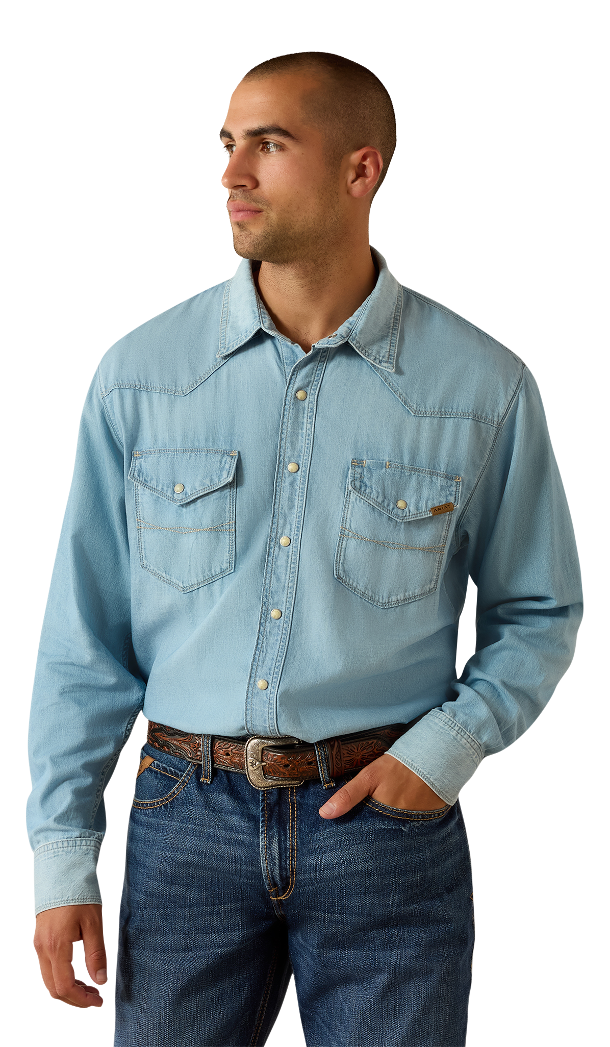 Image of Ariat Classic Cowboy Denim Long-Sleeve Shirt
