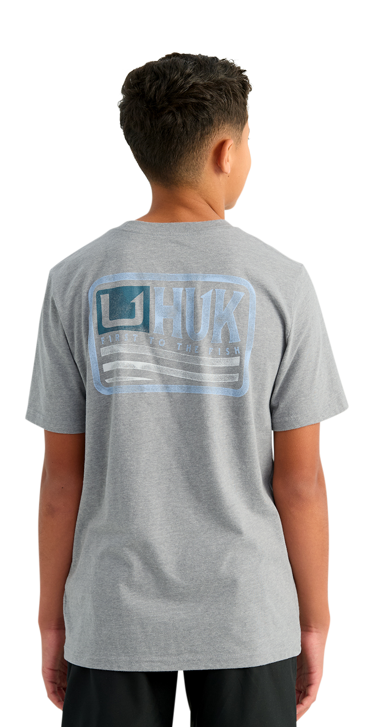 Image of Huk Born Wave Short-Sleeve T-Shirt for Kids - Sharkskin Heather