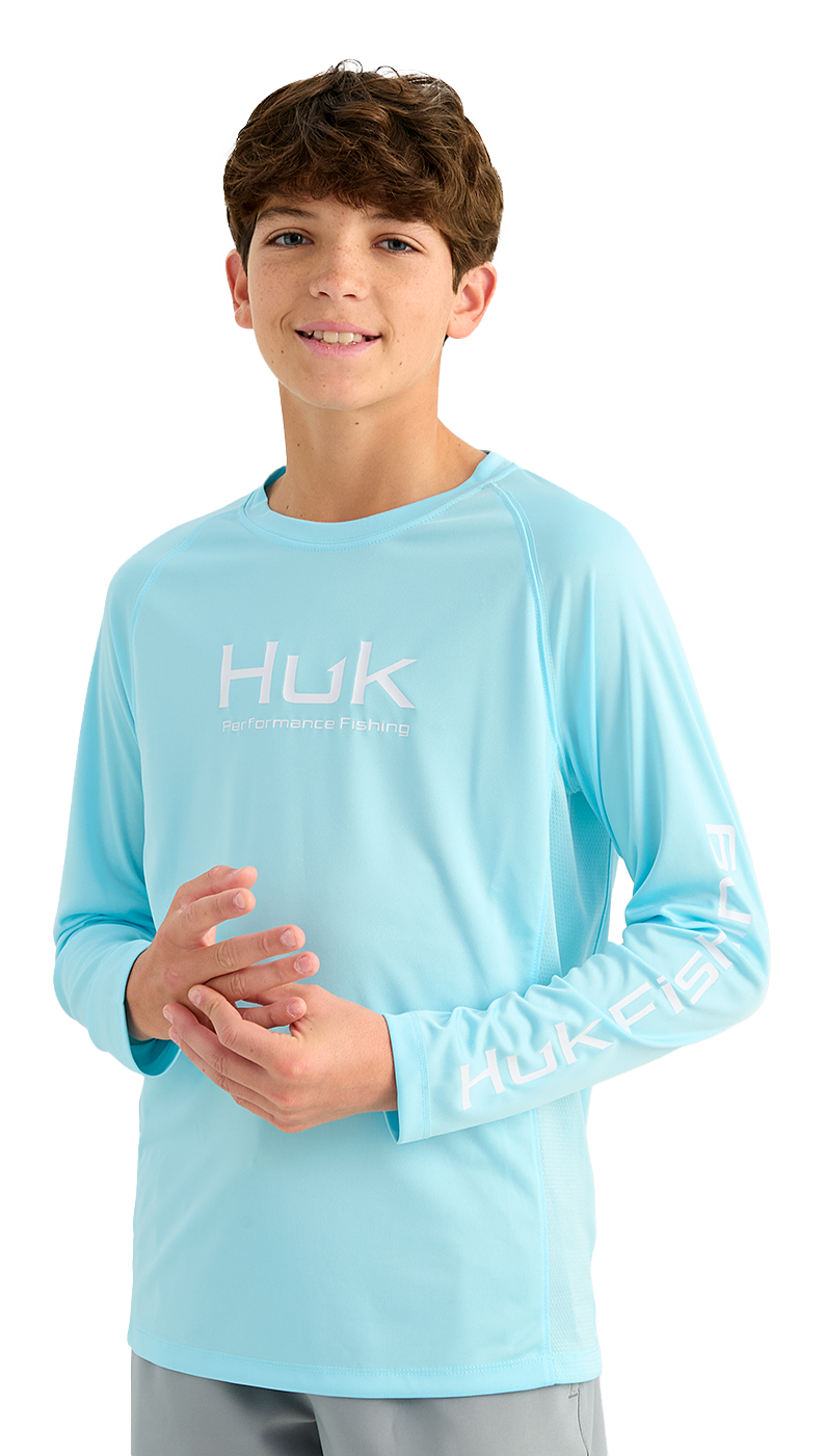 Image of Huk Pursuit Solid Long-Sleeve T-Shirt for Kids - Calcos - L