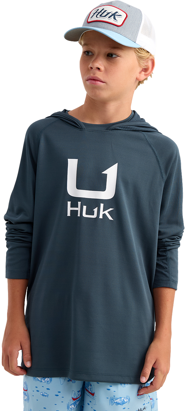 Image of Huk Icon Hoodie for Kids - Sea Storm