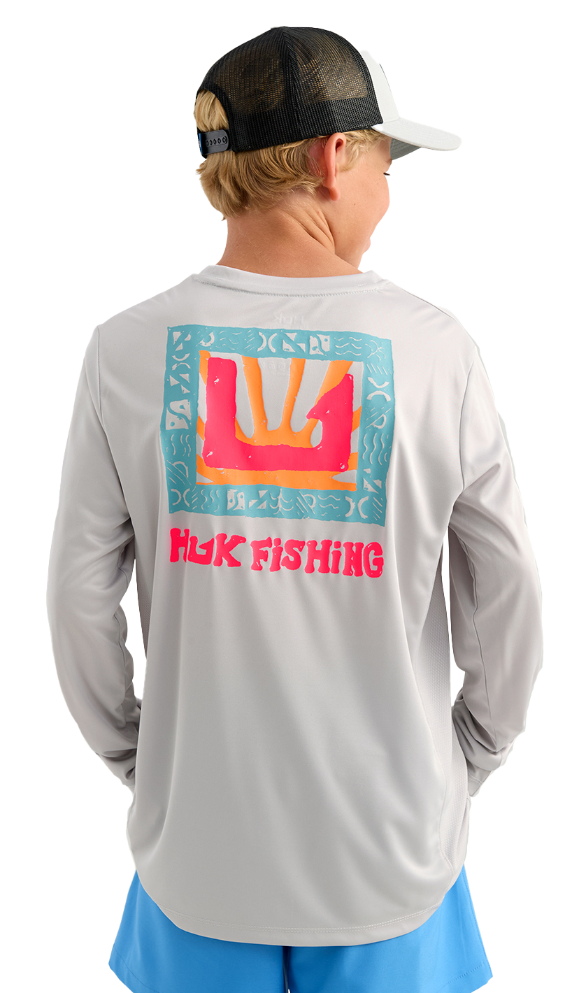 Image of Huk Pursuit Sun Long-Sleeve Crew for Kids - Seagull