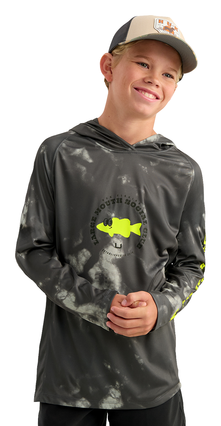 Image of Huk Pursuit Novelty Large Mouth Social Club Hoodie for Kids - Anchor