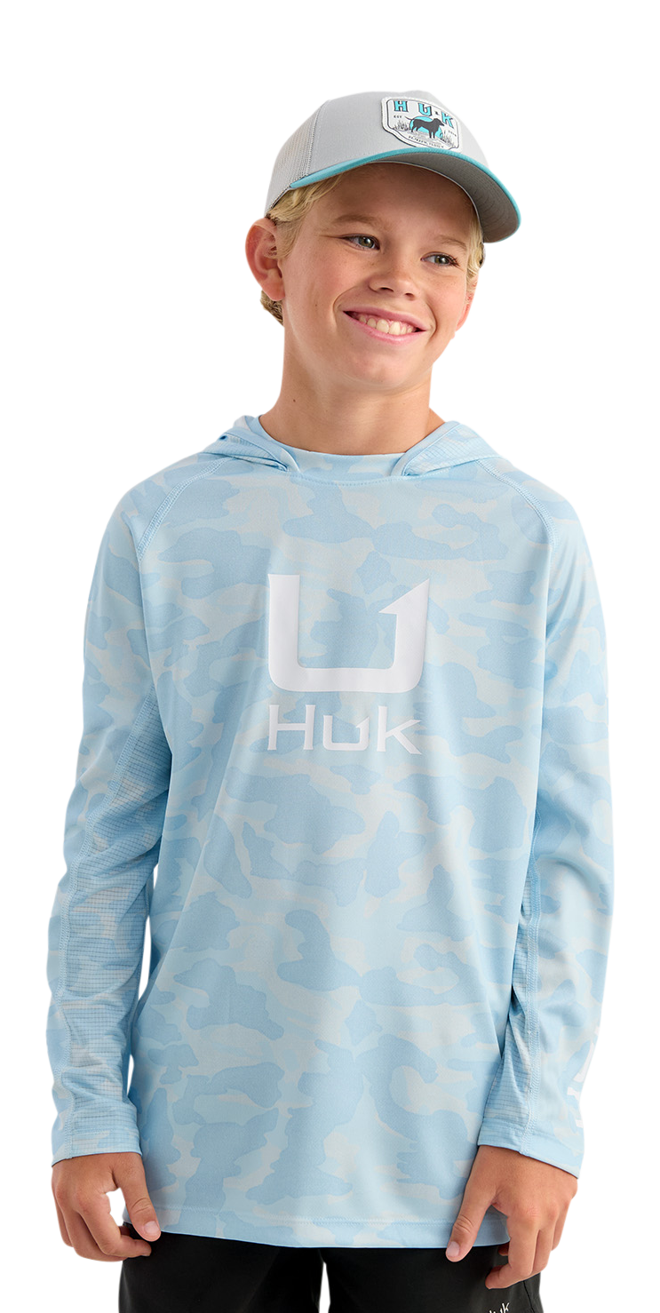 Image of Huk Icon Printed Hoodie for Kids - Coastal Drift