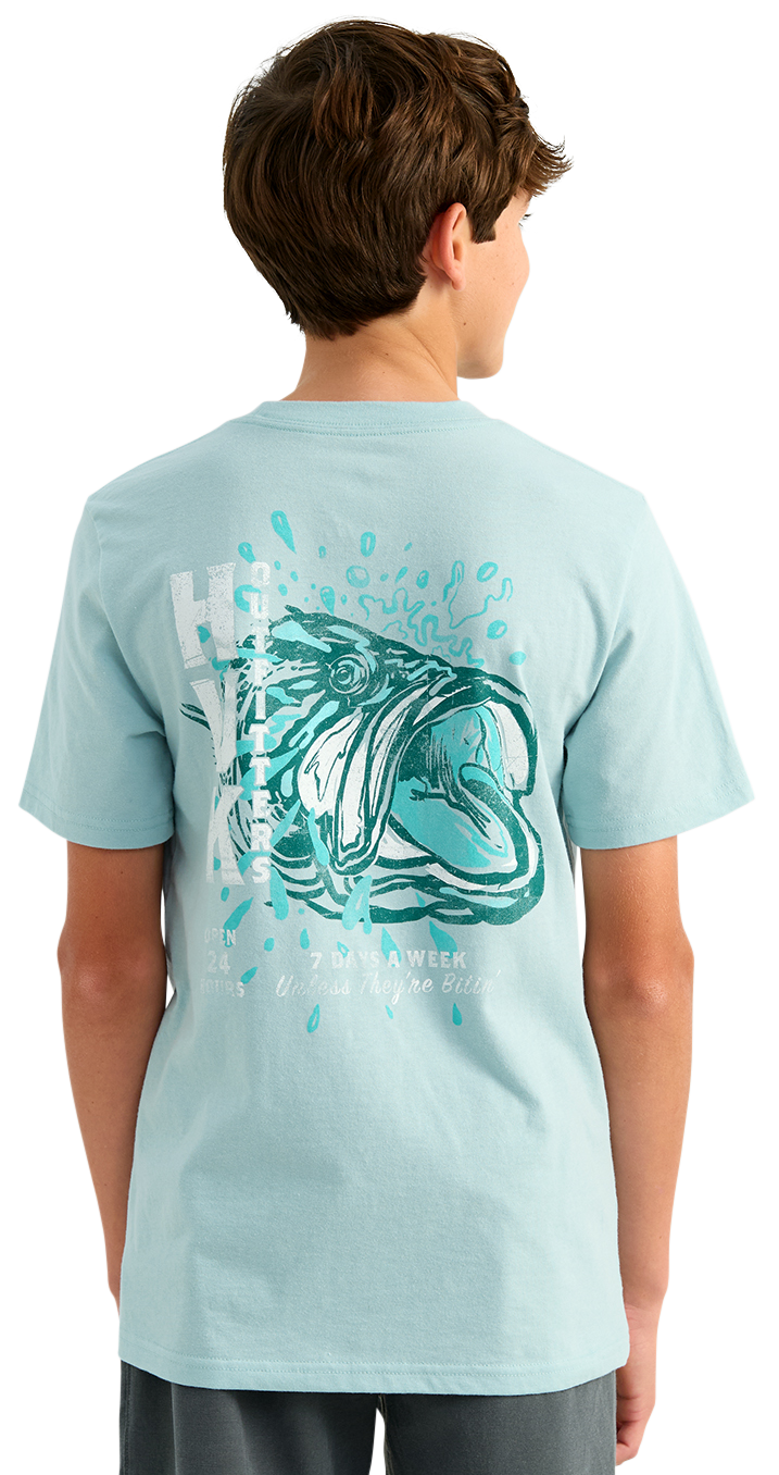 Image of Huk Bass Hours Short-Sleeve T-Shirt for Kids - Heron Blue