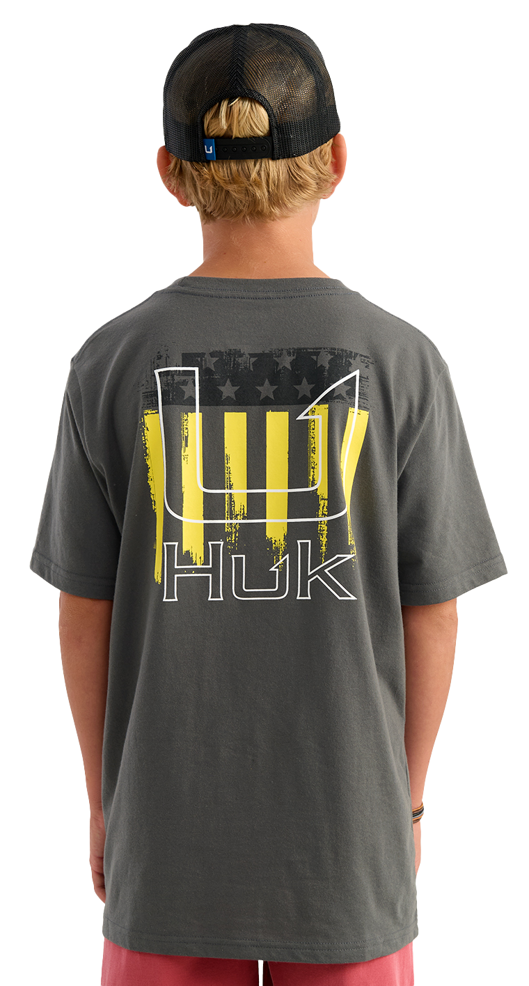 Image of Huk Salute Short-Sleeve T-Shirt for Kids - Dark Shadow