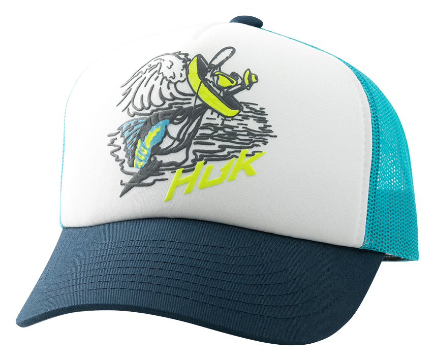Image of Huk Foam Snapback Trucker Cap for Kids - Sea Storm