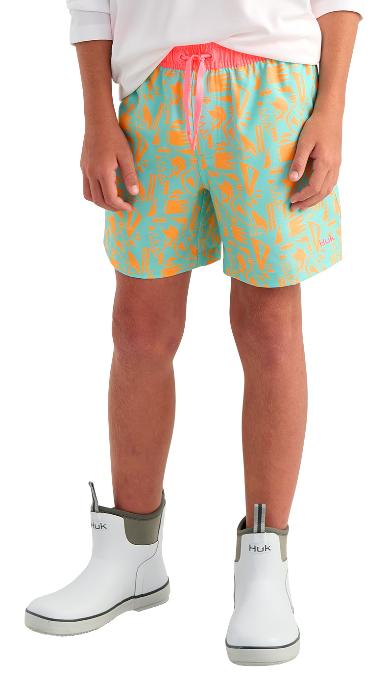 Image of Huk Pursuit Volley Swim Shorts for Kids - Caicos
