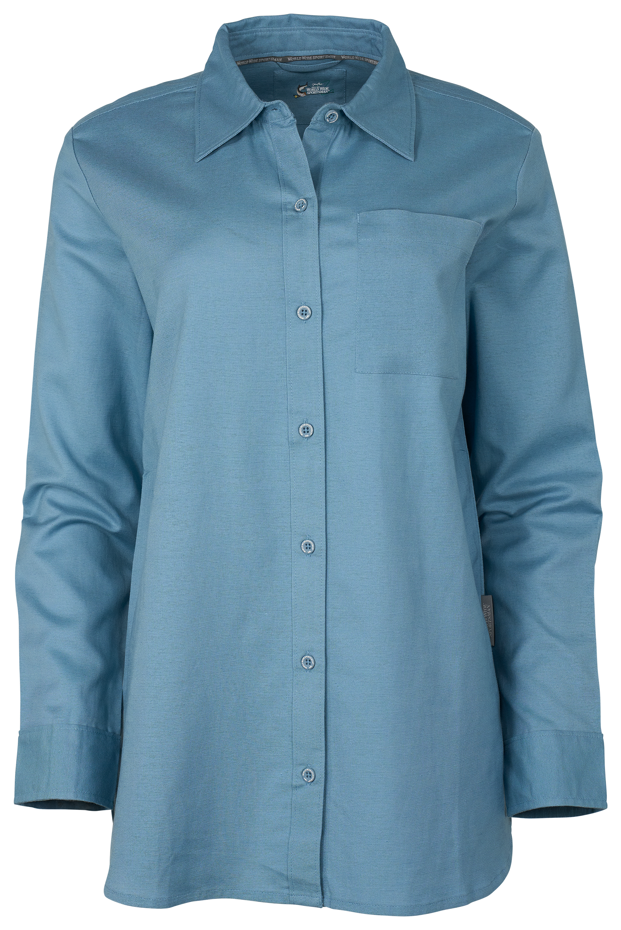 Image of World Wide Sportsman Bonita Springs Woven Button-Down Long-Sleeve Shirt - Blue Shadow