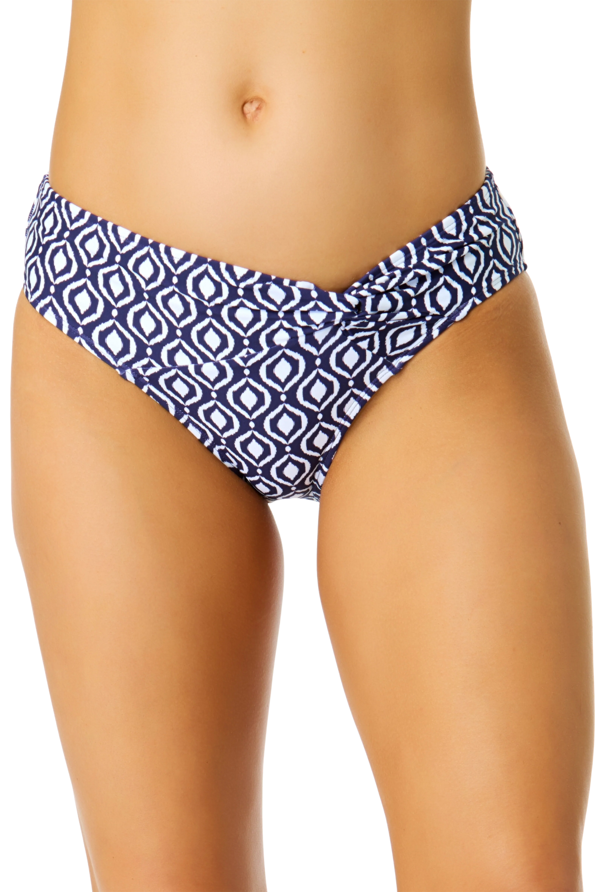 Image of Anne Cole Azzurra Geo Twist Front Swim Bottoms - Navy/White