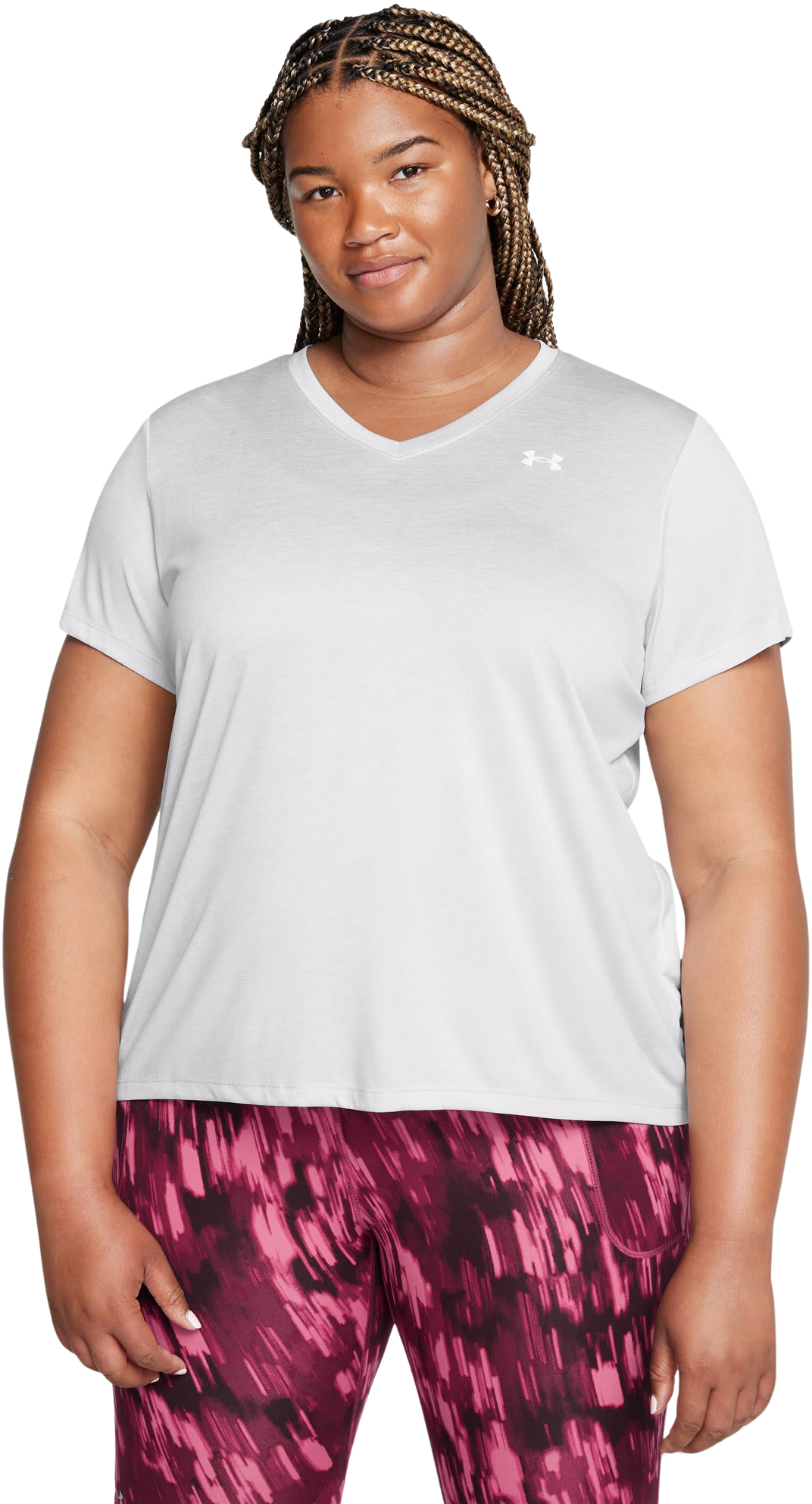 Image of Under Armour Tech Twist Short-Sleeve V-Neck T-Shirt - Halo Gray/White