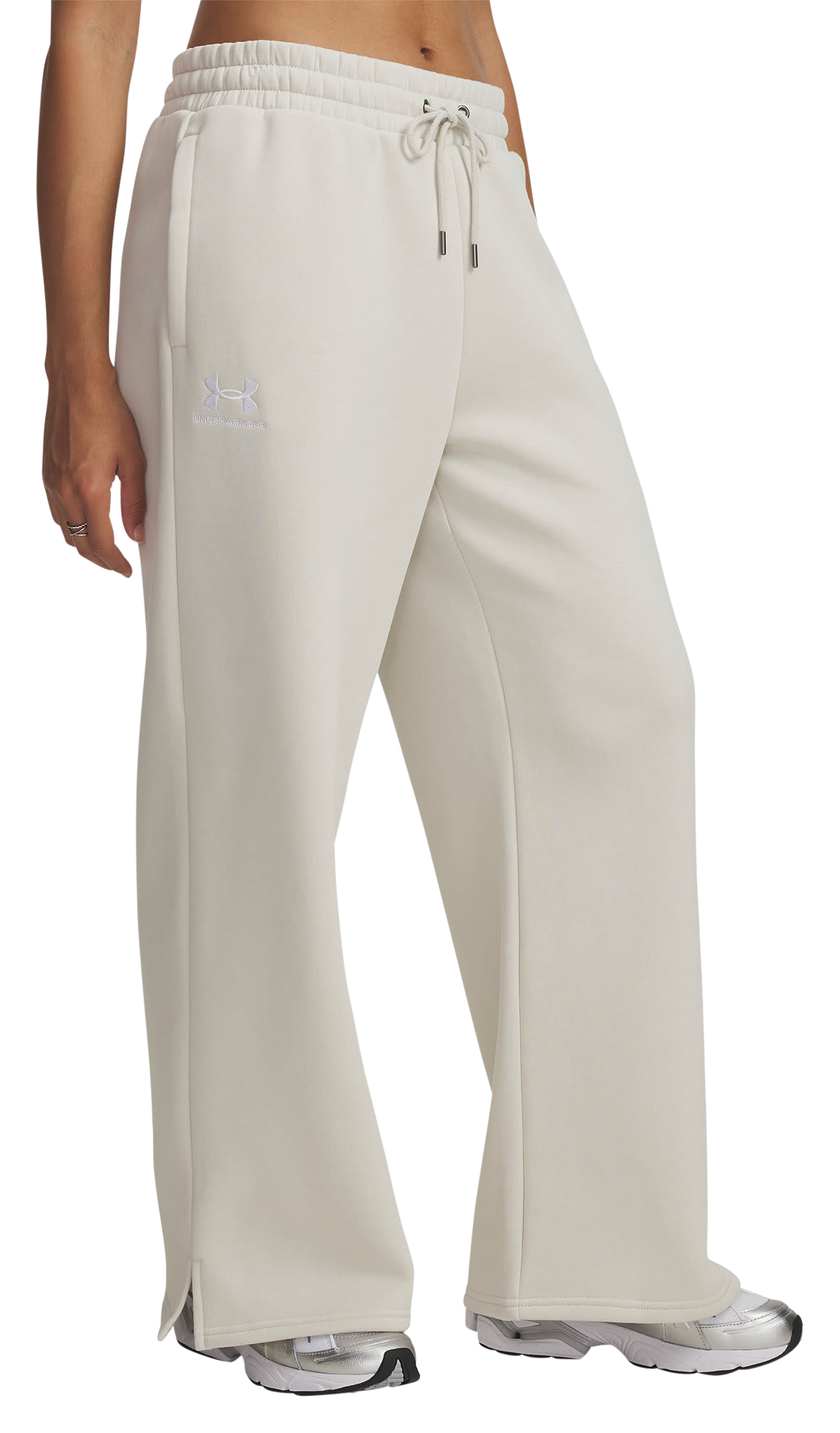 Image of Under Armour Icon Fleece Wide-Leg Pants - Summit White/White