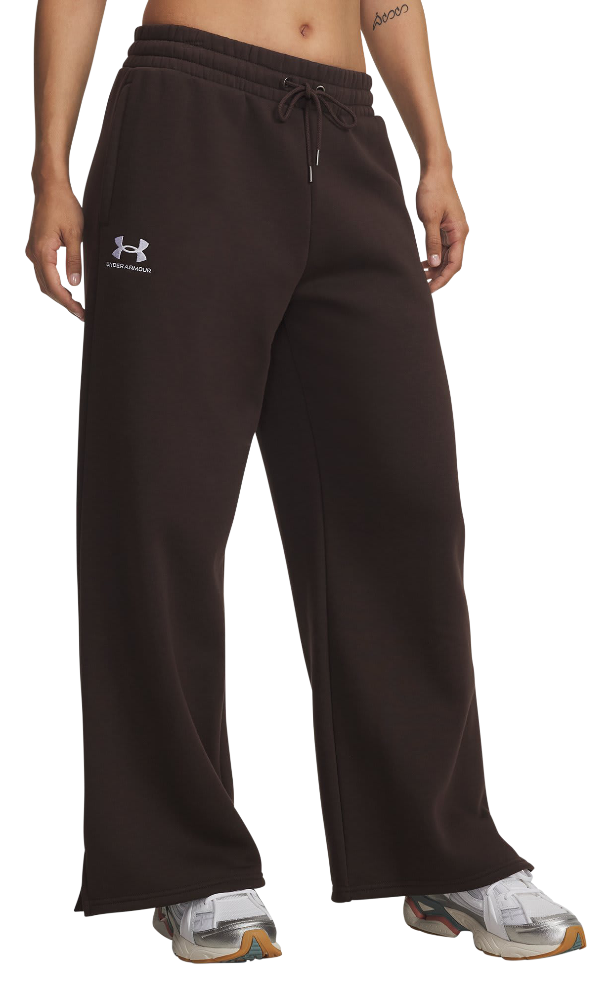 Image of Under Armour Icon Fleece Wide-Leg Pants for Ladies - Kona Brown/White - XS