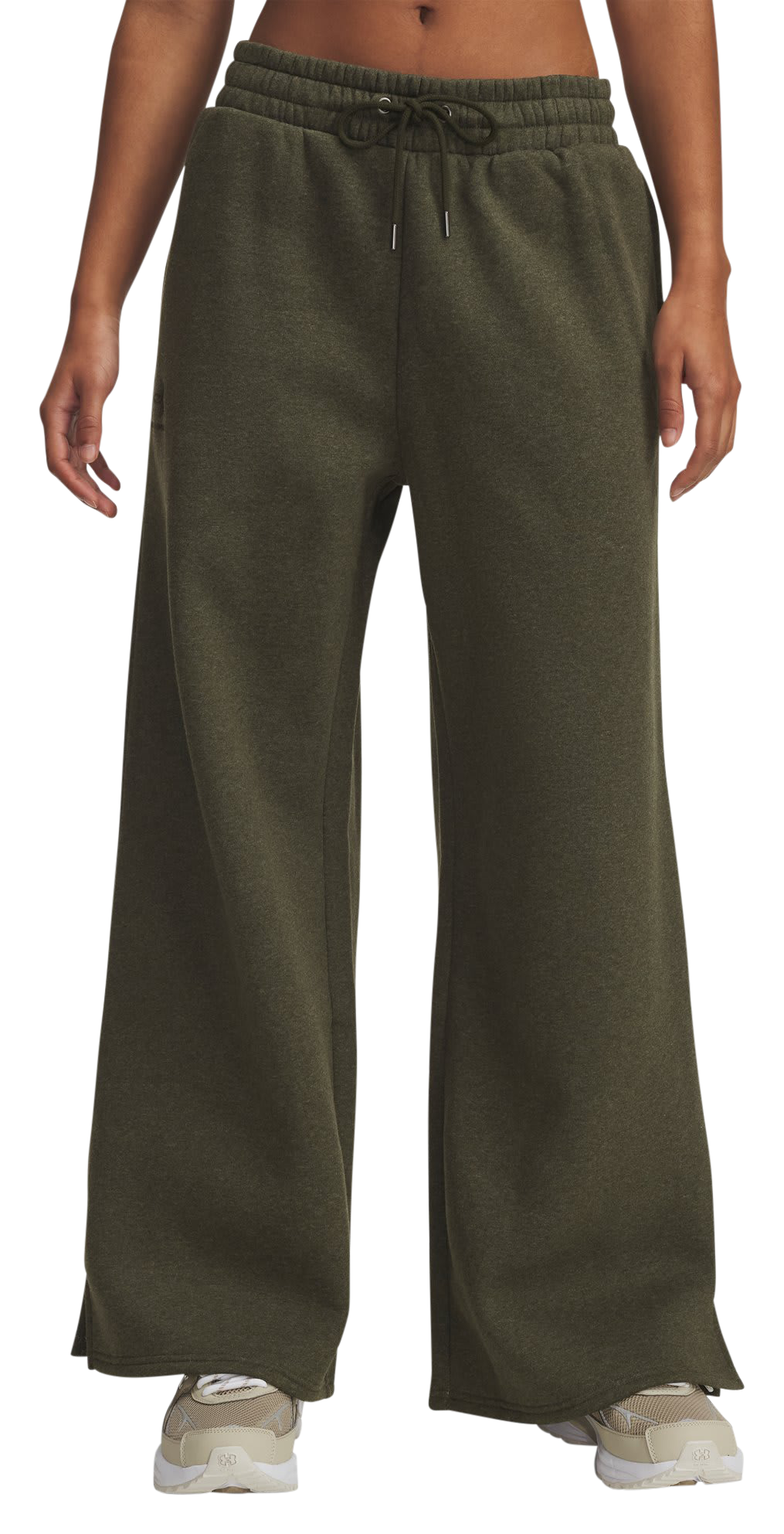 Image of Under Armour Icon Fleece Wide-Leg Pants for Ladies - Expedition Green Medium Heather/Expedition Green - S
