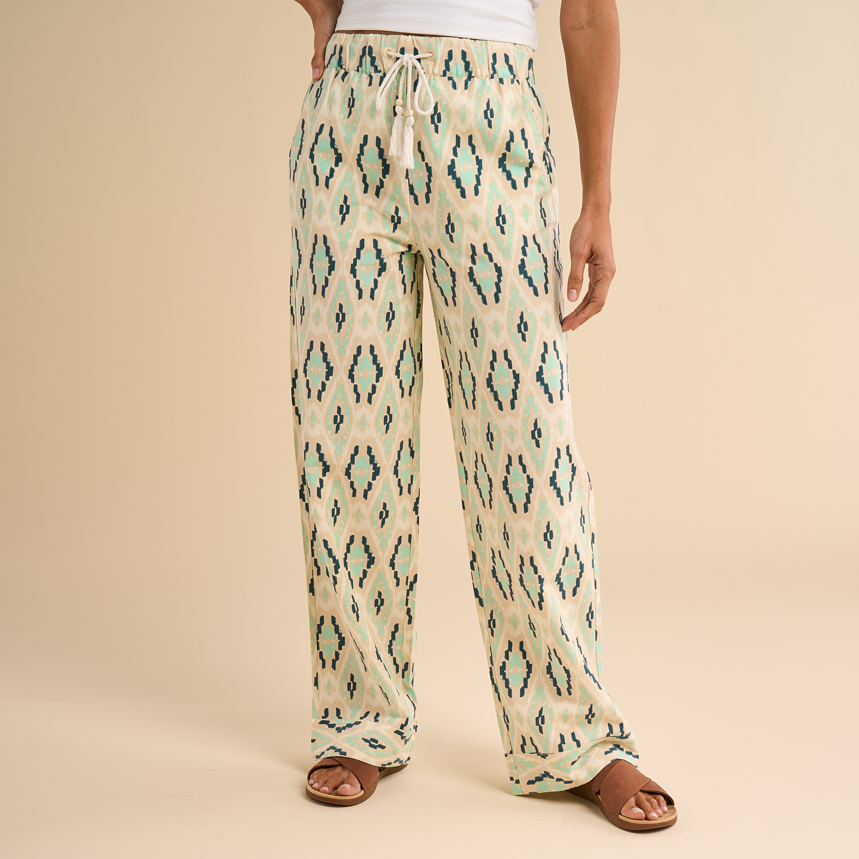 Image of Natural Reflections Batik Pattern Printed Pants - Brooke Print