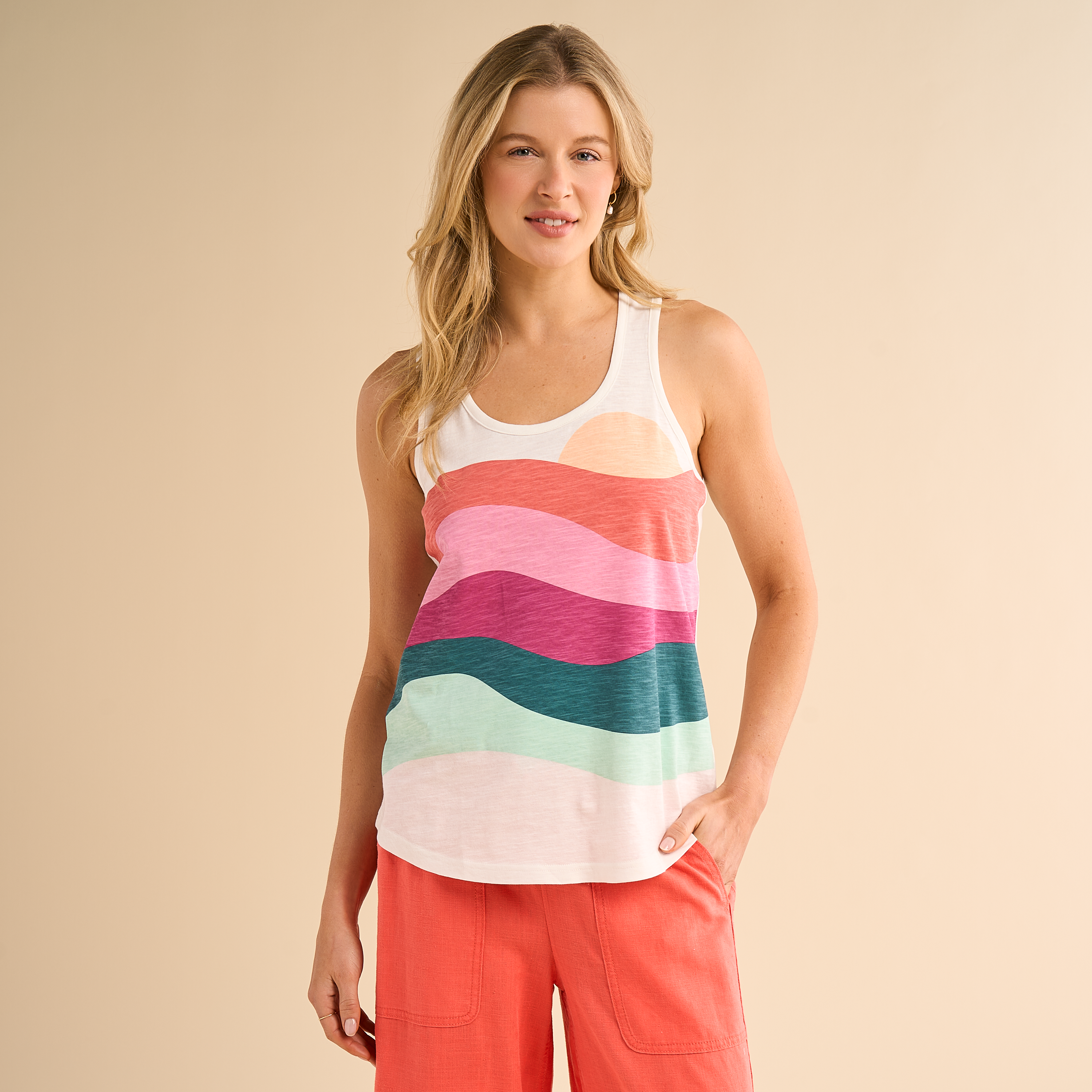 Image of Natural Reflections Wave Tank Top - Blanc De Blanc
