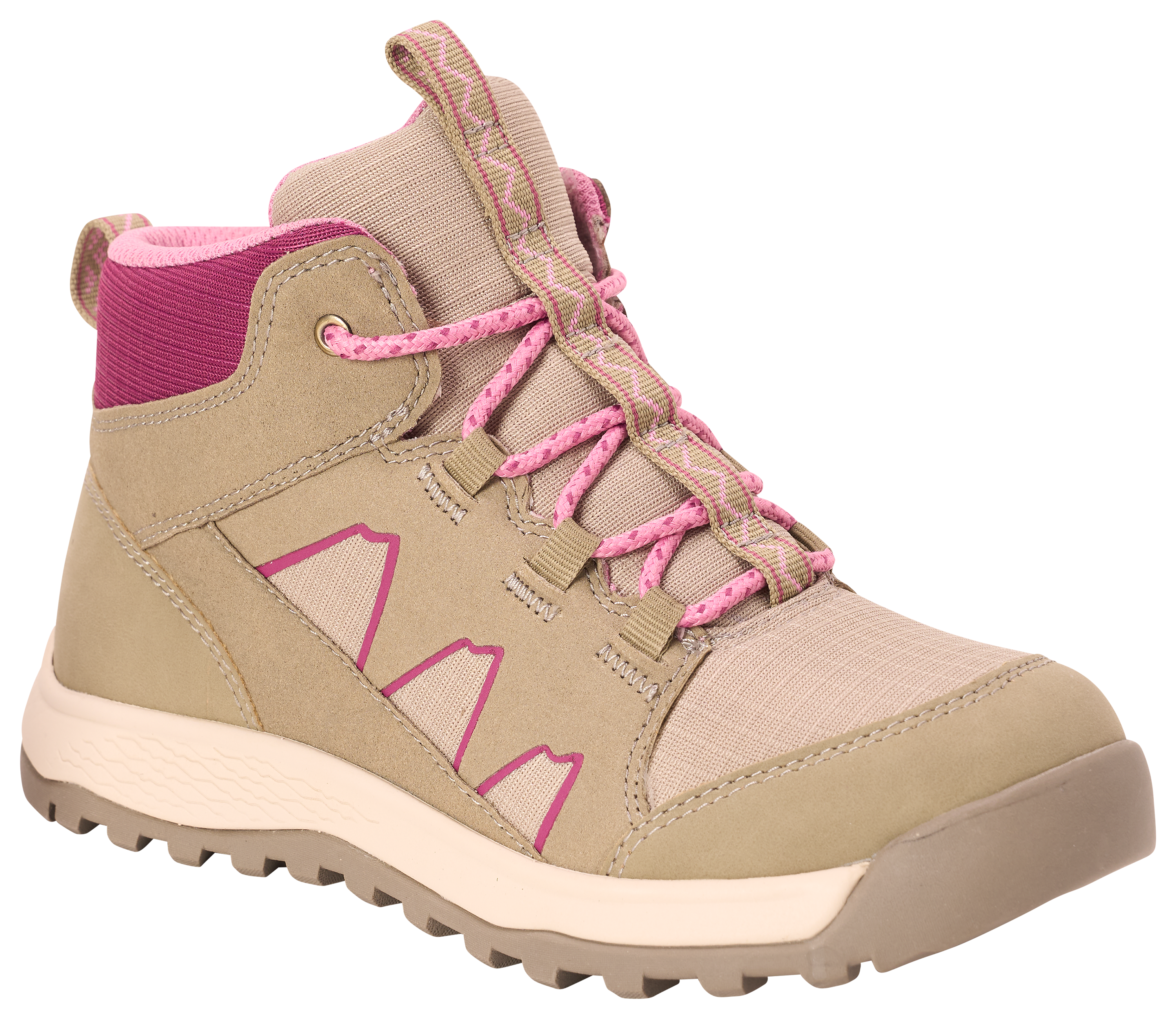 Image of Bass Pro Shops Big Kids Peak Mid Hiking Boots for Kids - Cobblestone