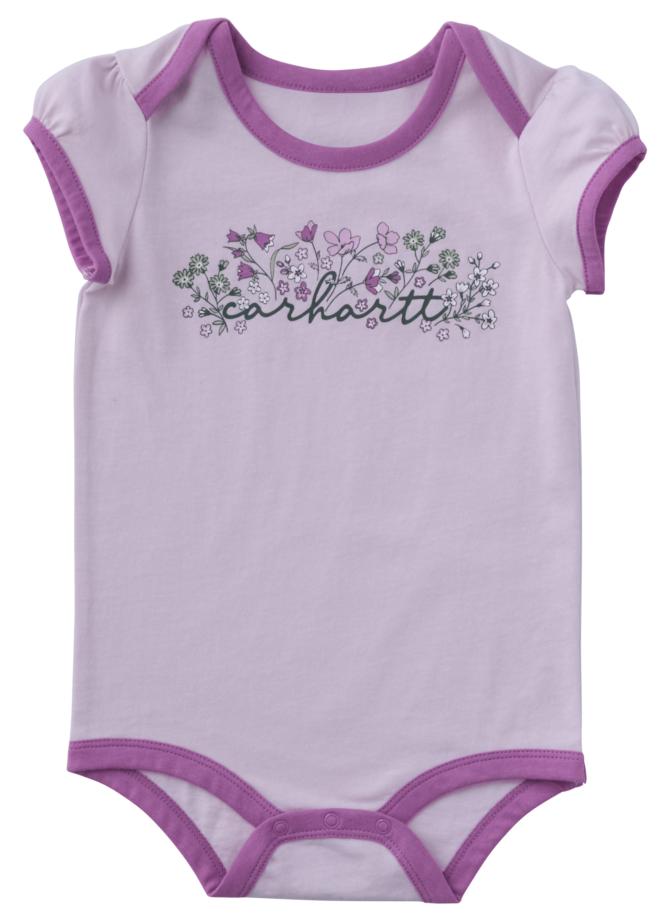 Image of Carhartt Floral Short-Sleeve Bodysuit for Babies - Lilac Snow