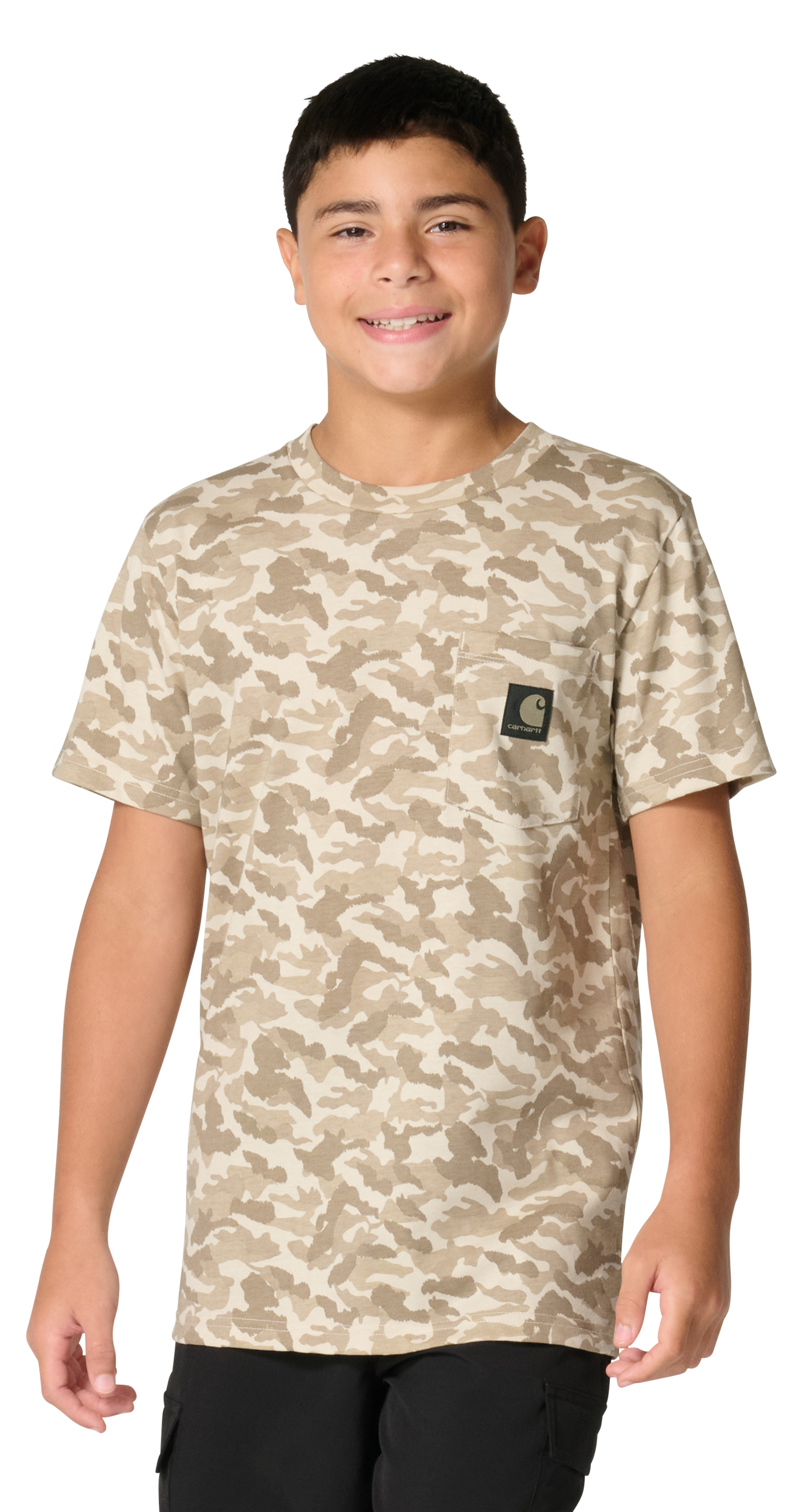 Image of Carhartt Camo Short-Sleeve Pocket T-Shirt for Kids - Brown Camo