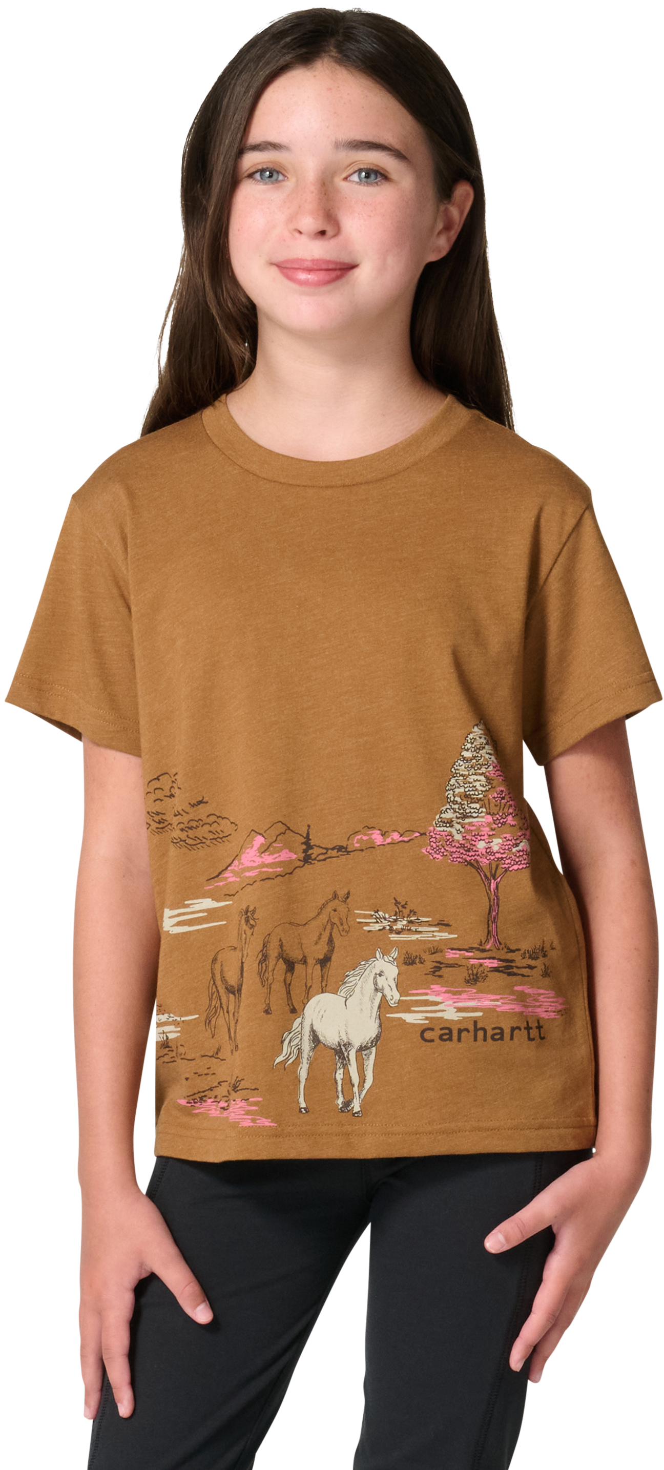 Image of Carhartt Wild Horses Short-Sleeve T-Shirt for Kids - Carhartt Brown