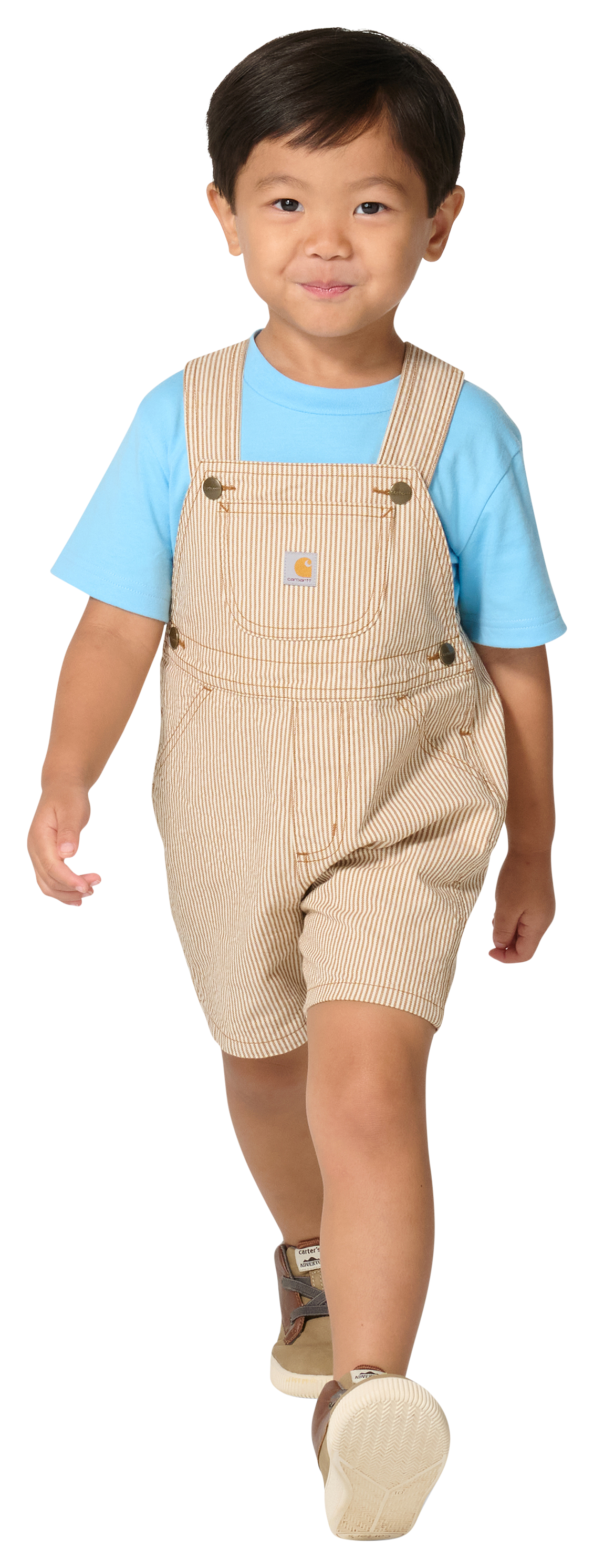 Image of Carhartt Dog Short-Sleeve T-Shirt and Striped Shortalls 2-Piece Set for Toddlers - Carhartt Brown