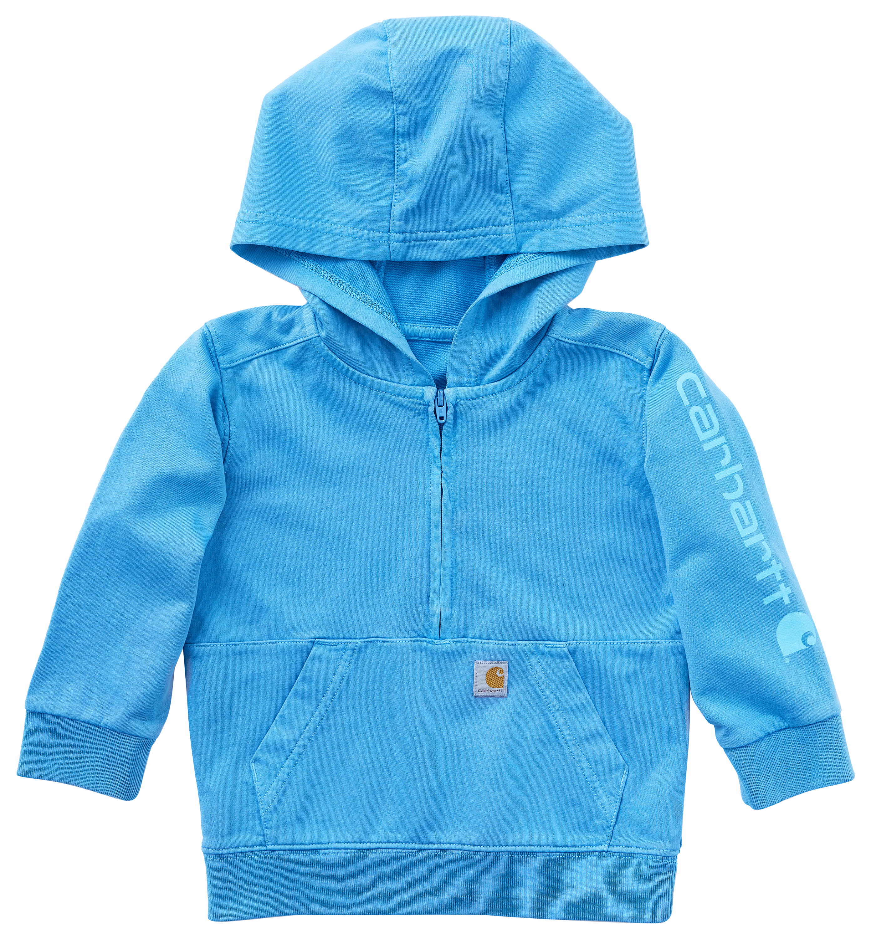 Image of Carhartt French Terry Garment-Dye Half-Zip Hooded Sweatshirt for Toddlers - Azure Blue - 2T