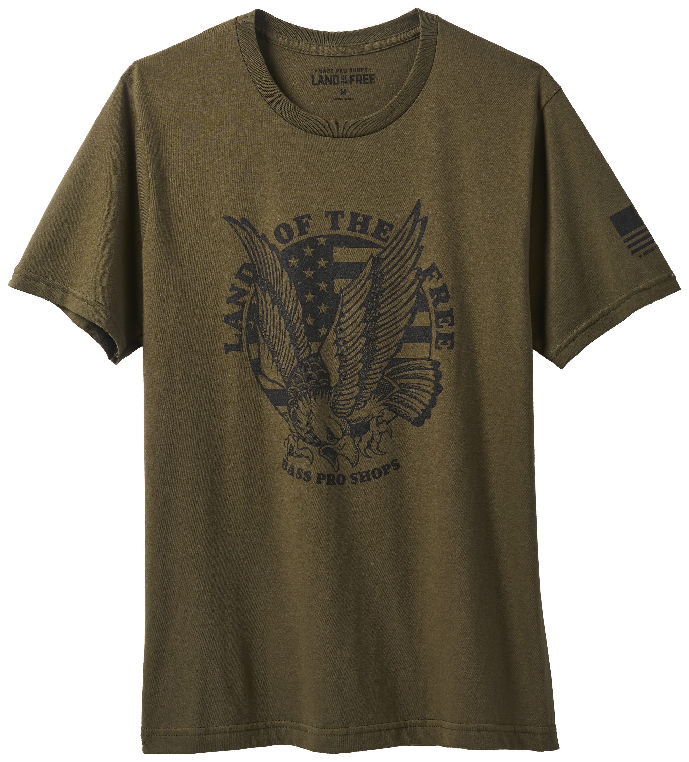 Image of Land Of The Free Eagle Graphic Short-Sleeve T-Shirt - Military Green