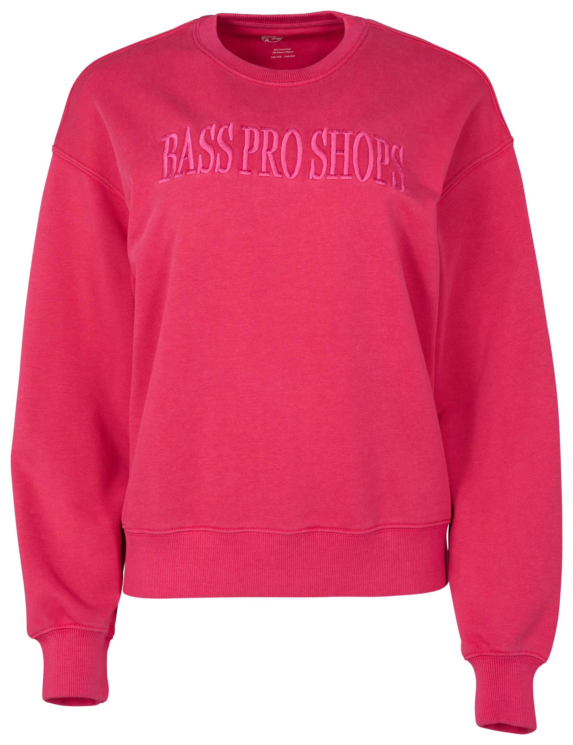 Image of Bass Pro Shops Embroidered Crew-Neck Sweatshirt - Fuchsia Rose
