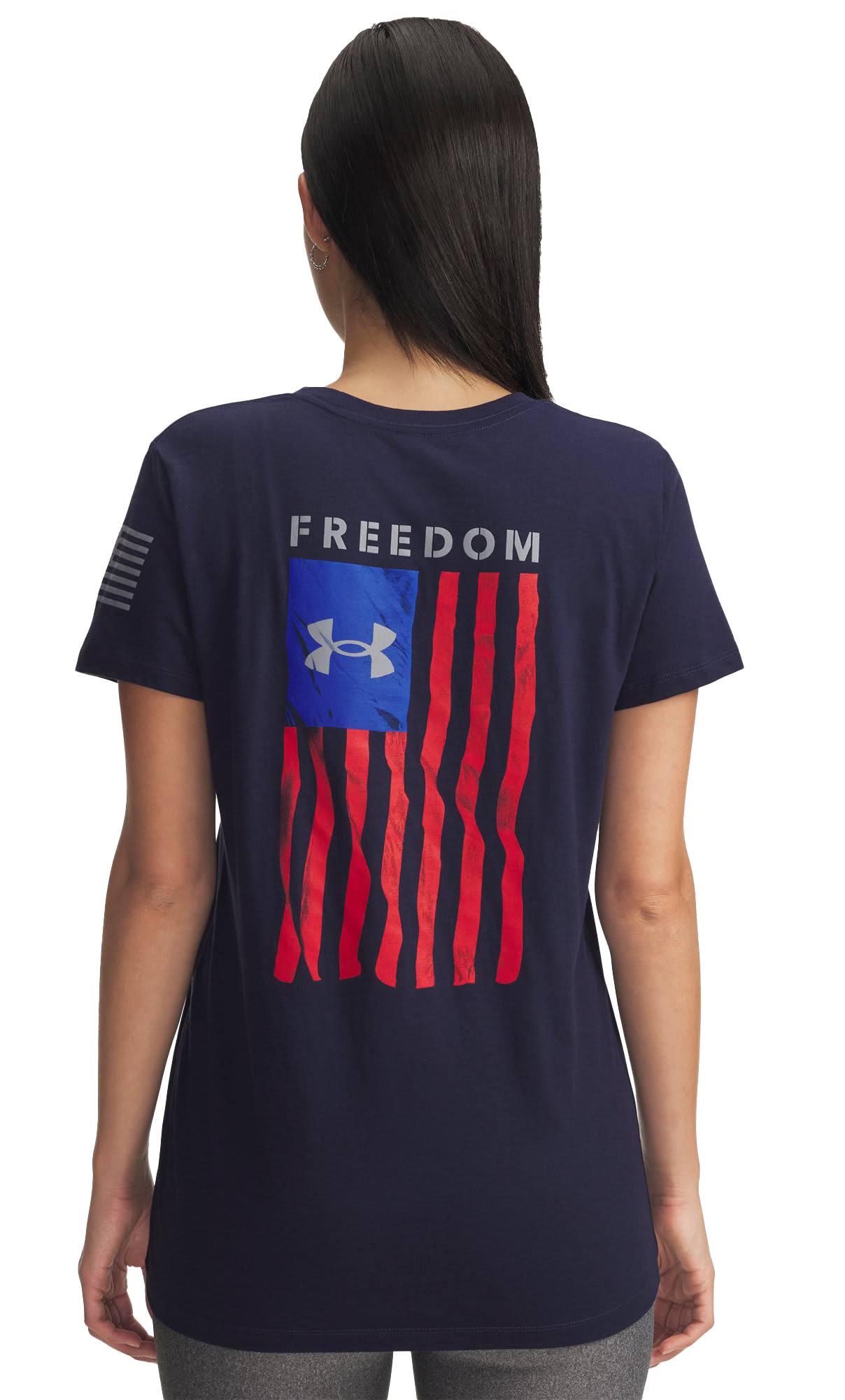 Image of Under Armour Freedom Flag Short-Sleeve T-Shirt for Ladies - Midnight Navy/Steel