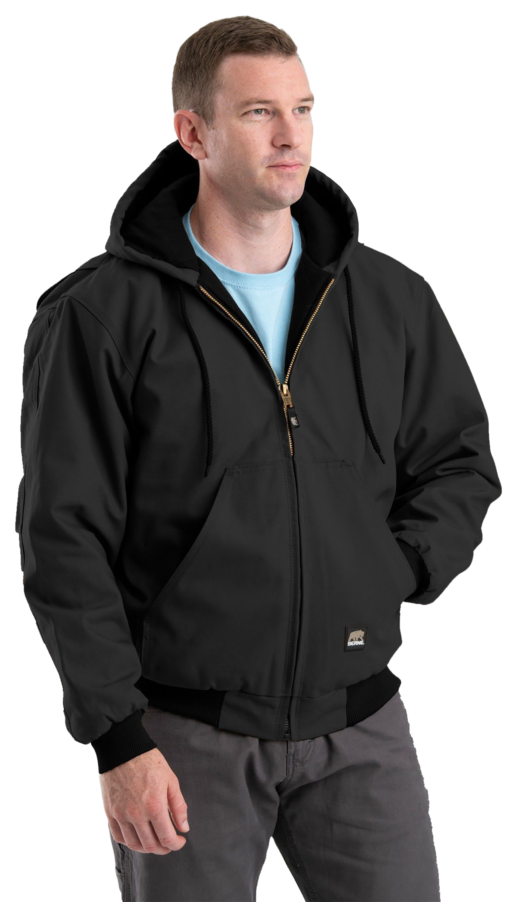 Image of Berne Original Hooded Jacket for Men - Black - 2XLT