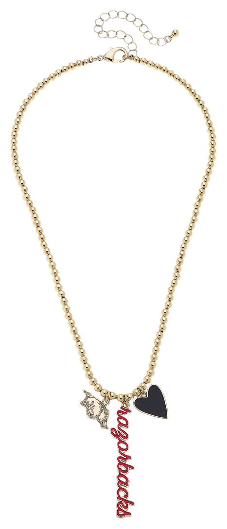 Image of Canvas Jewelry Arkansas Razorbacks Ball Bead Charm Necklace