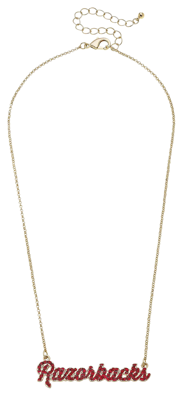 Image of Canvas Jewelry Arkansas Razorbacks Pave Autograph Enamel Necklace
