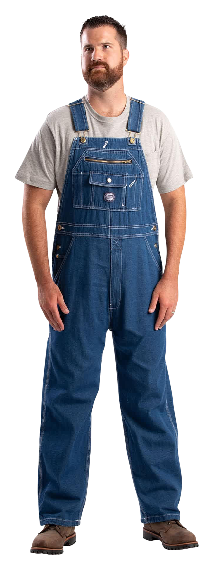 Image of Berne Vintage Unlined Washed Denim Bib Overalls - Denim