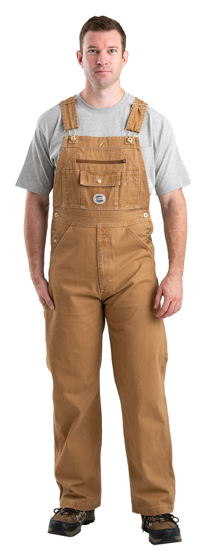 Image of Berne Vintage Washed Duck Bib Overalls - Brown Duck