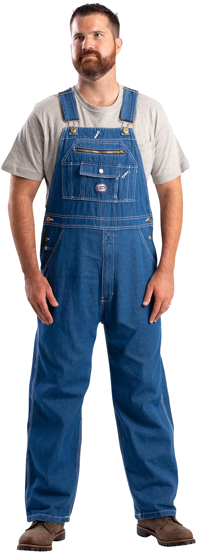 Image of Berne Vintage Unlined Washed Denim Bib Overalls - Light Denim - 48x30
