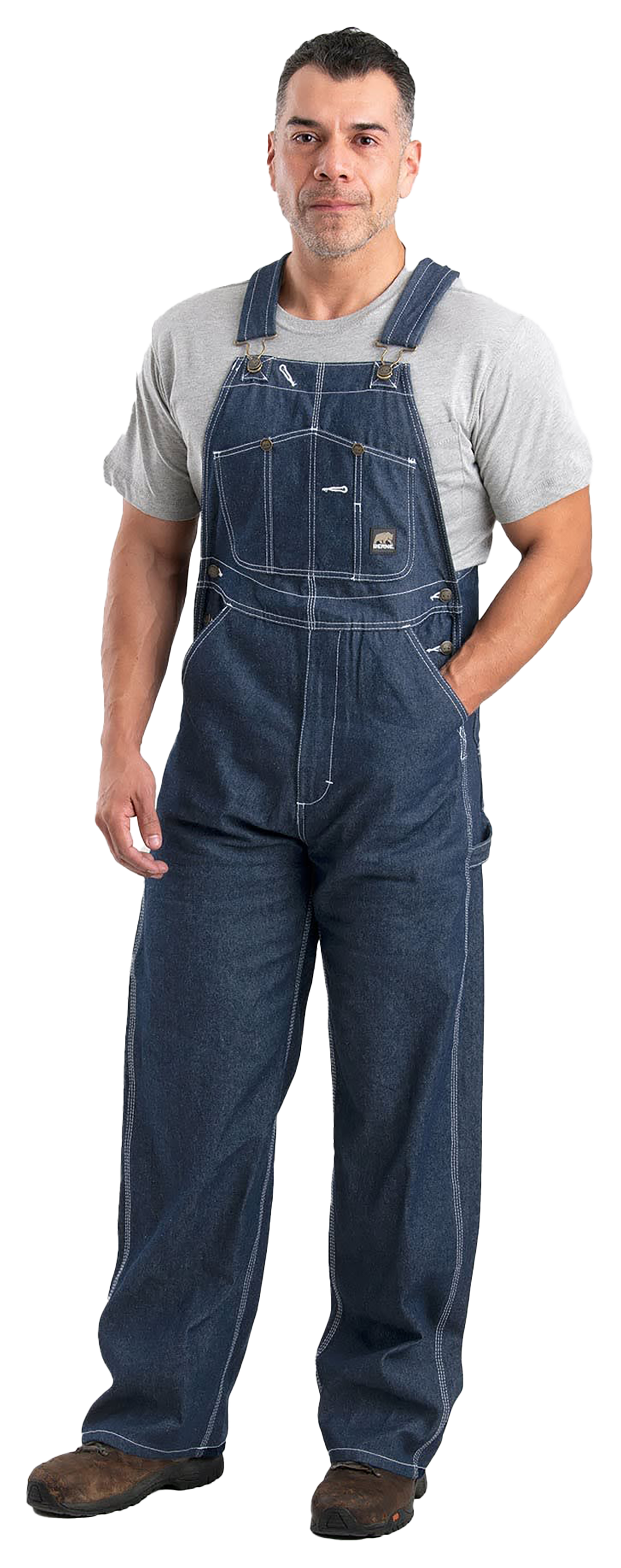 Image of Berne Heritage Unlined Denim Bib Overalls - Denim