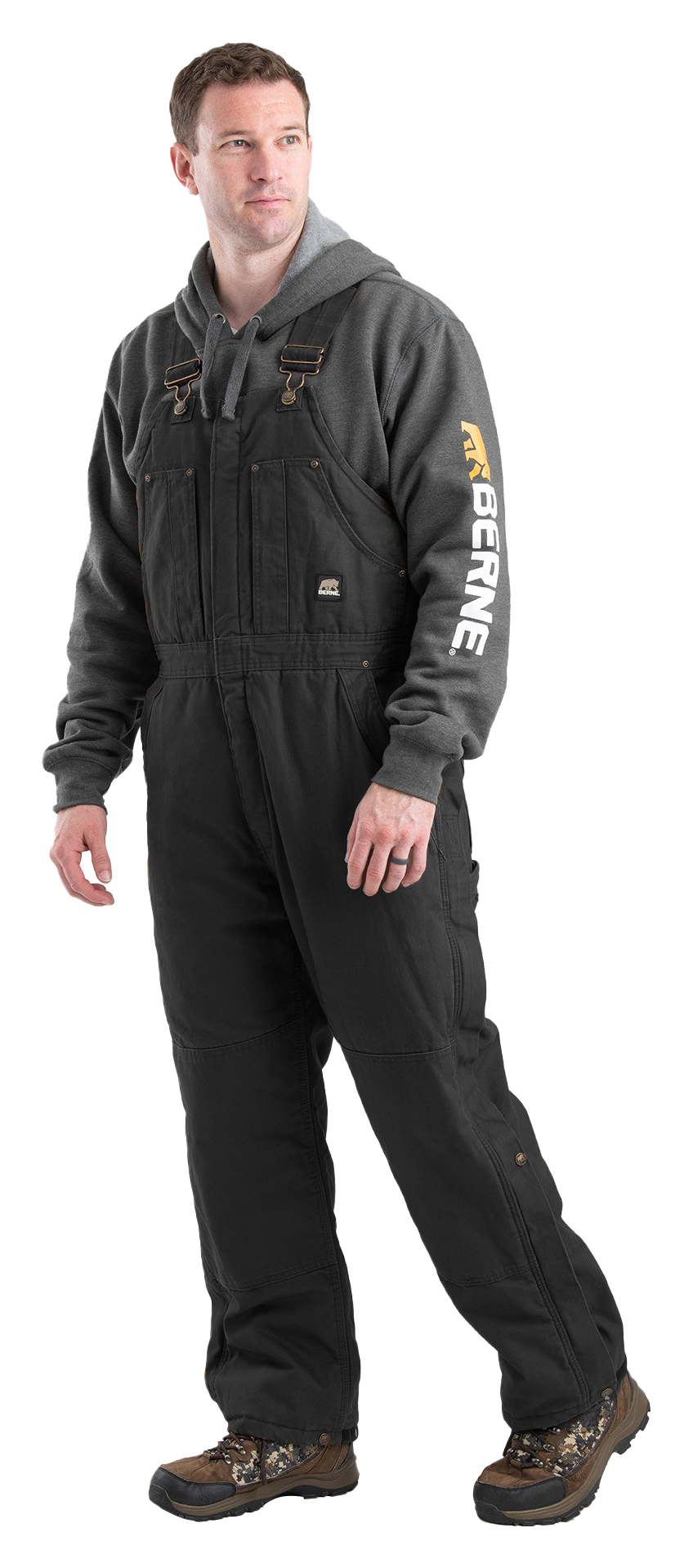 Image of Berne Heartland Insulated Washed Duck Bib Overalls - Black