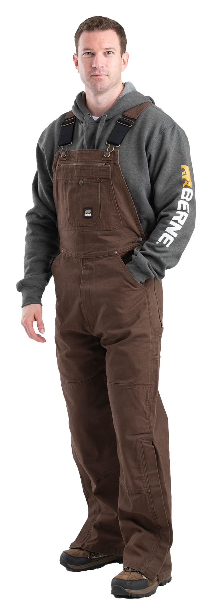 Image of Berne Heartland Unlined Washed Duck Bib Overalls - Bark