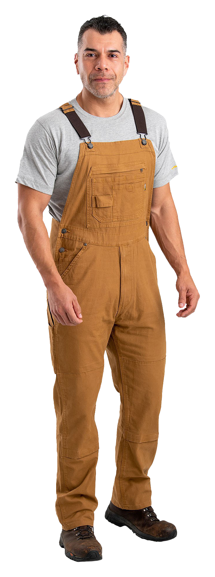 Image of Berne Highland Flex Unlined Duck Bib Overalls - Brown Duck