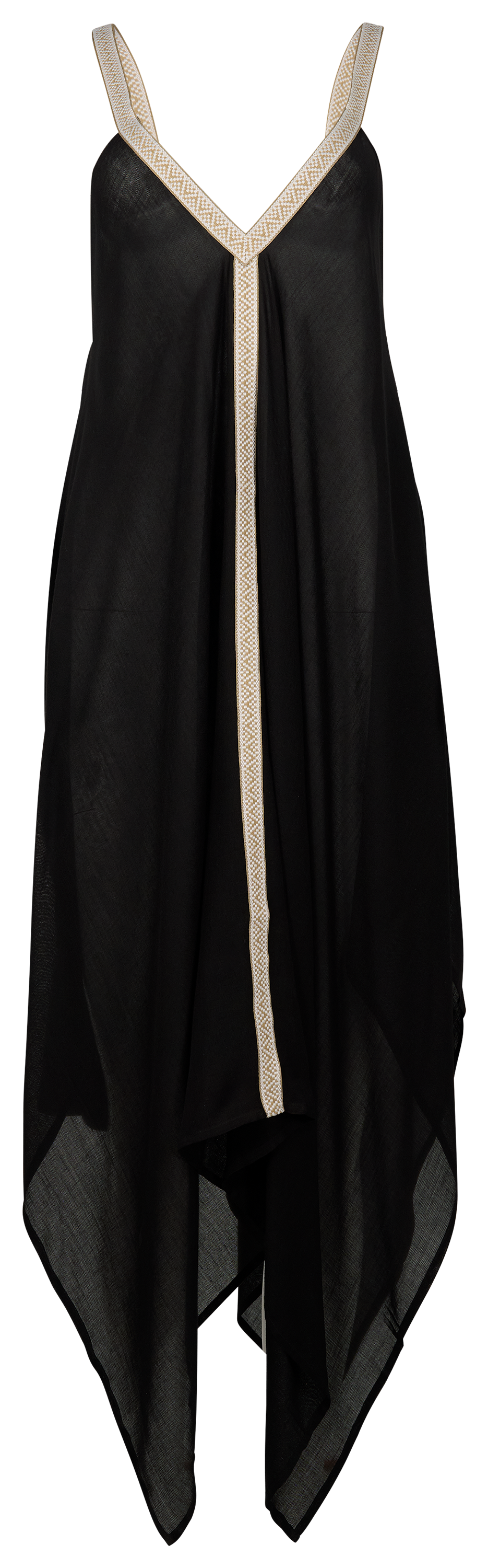 Image of Bella Beach Black Trimmings Kerchief Sleeveless Dress Swimsuit Cover-Up