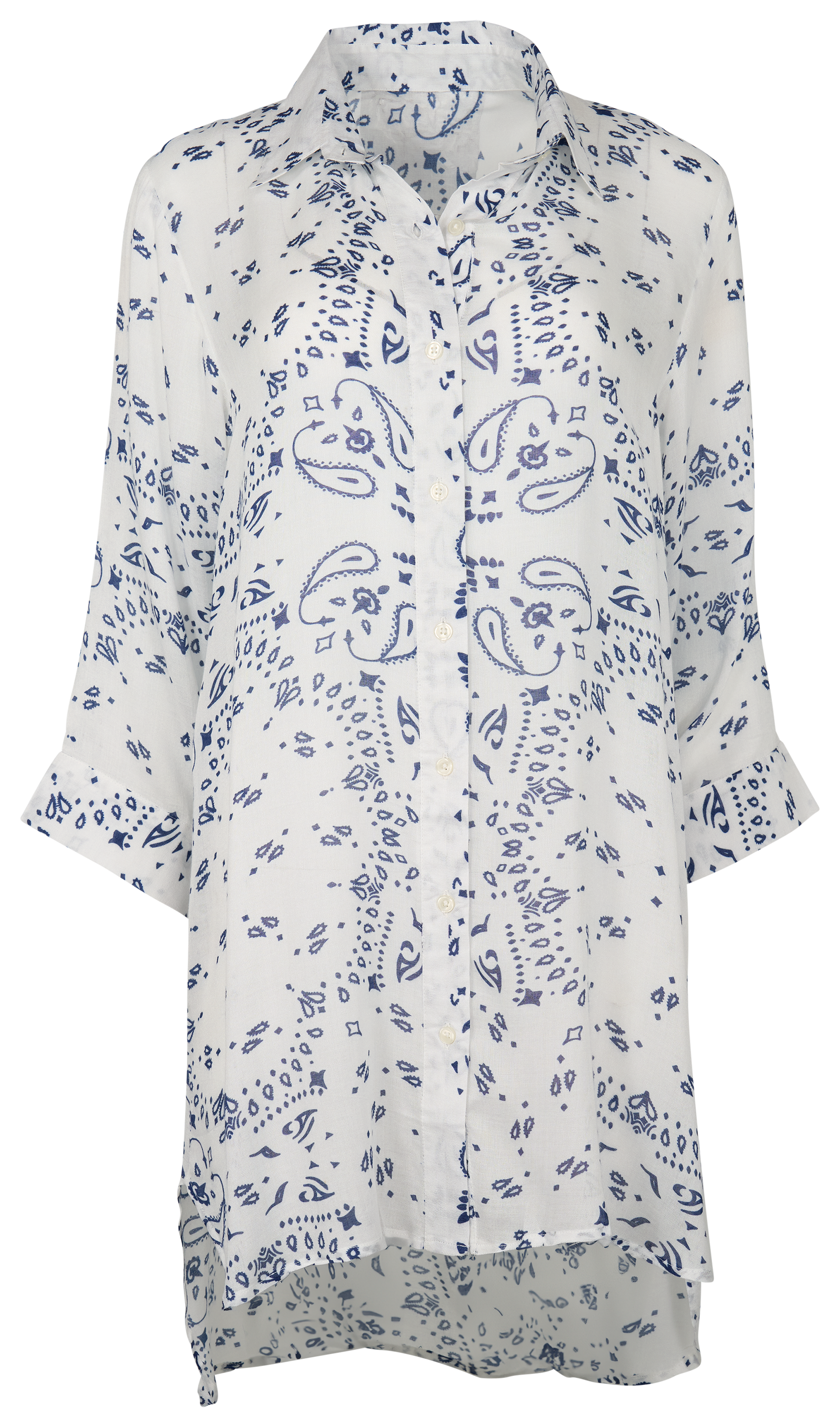 Image of Bella Beach Americana Bandana Button-Down Swimsuit Cover-Up - Navy Bandana - S/M