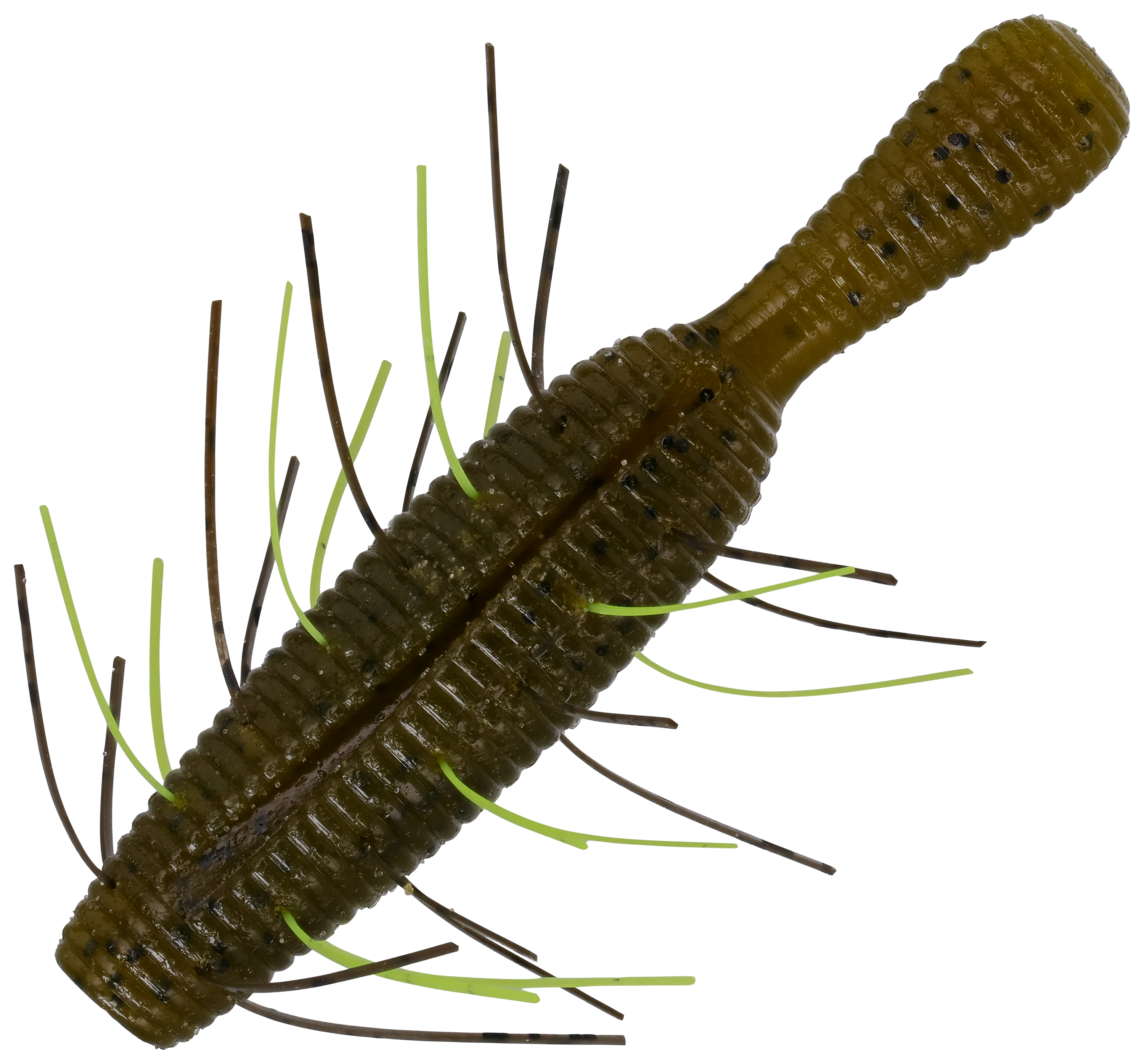 Image of "Yamamoto Baits Fuzzy Nuki - Green Pumpkin Chartreuse - 3-1/2"" - 4 pack"