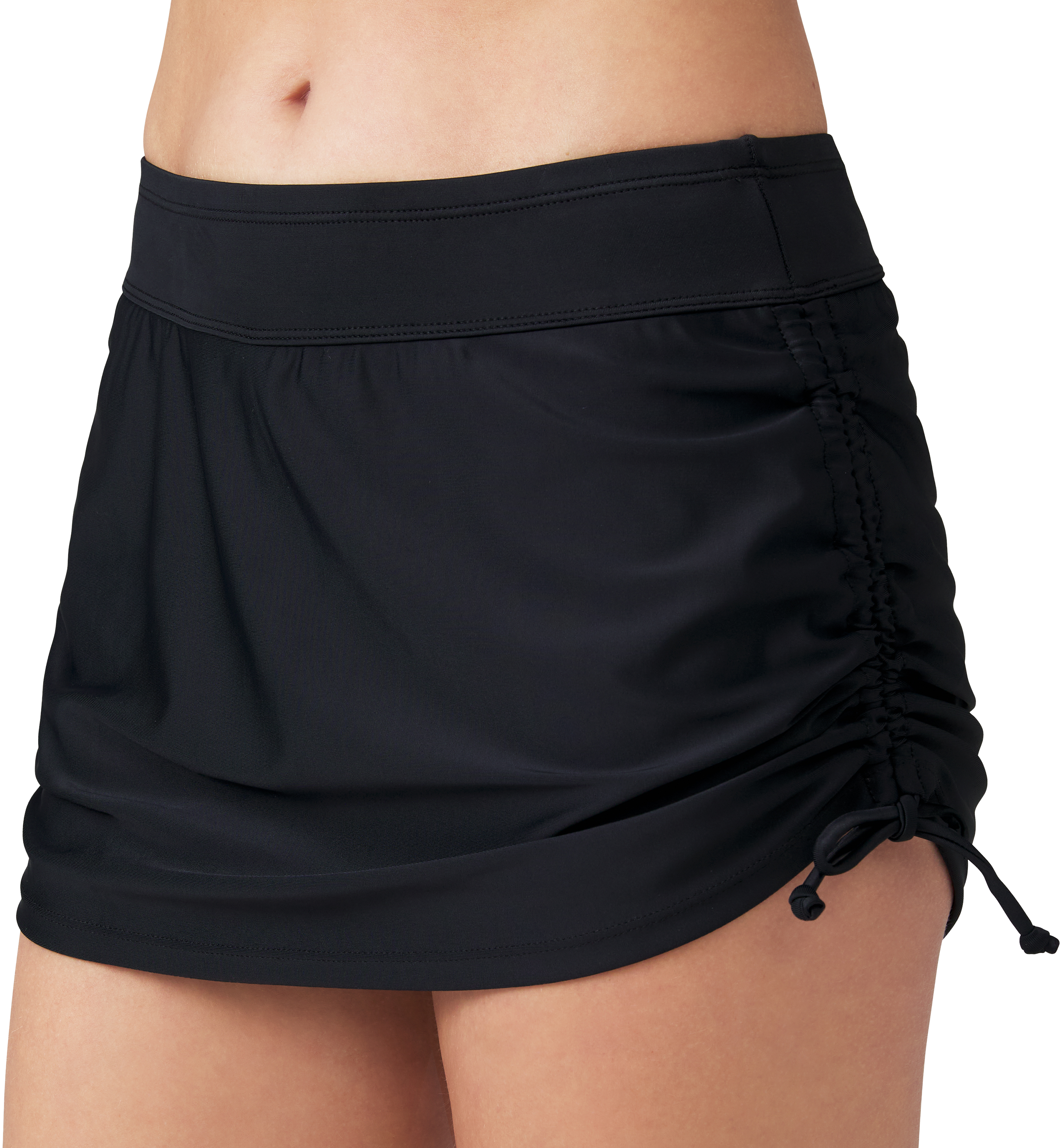 Image of Free Country Side Shirred Swim Skort - Black