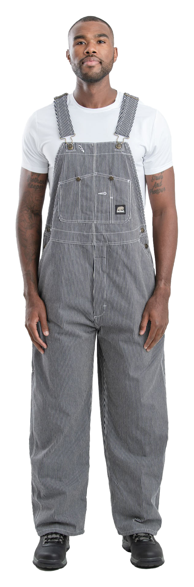 Image of Berne Heritage Unlined Hickory Stripe Bib Overalls - Hickory Stripe